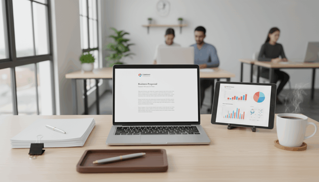 ビジネス文書を書いている風景