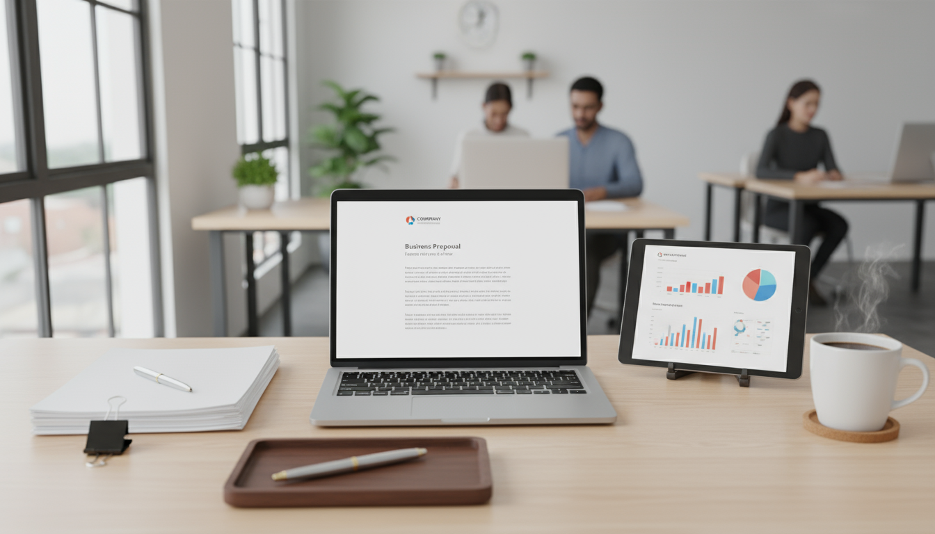 ビジネス文書を書いている風景