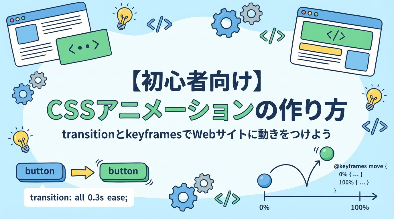 【初心者向け】CSSアニメーションの作り方｜transitionとkeyframesでWebサイトに動きをつけよう