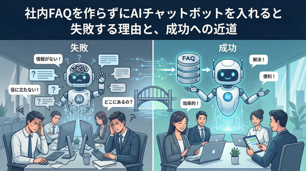 社内FAQを作らずにAIチャットボットを入れると失敗する理由と、成功への近道