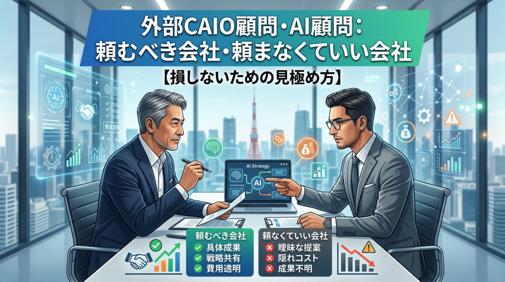外部CAIO顧問・AI顧問：頼むべき会社・頼まなくていい会社【損しないための見極め方】