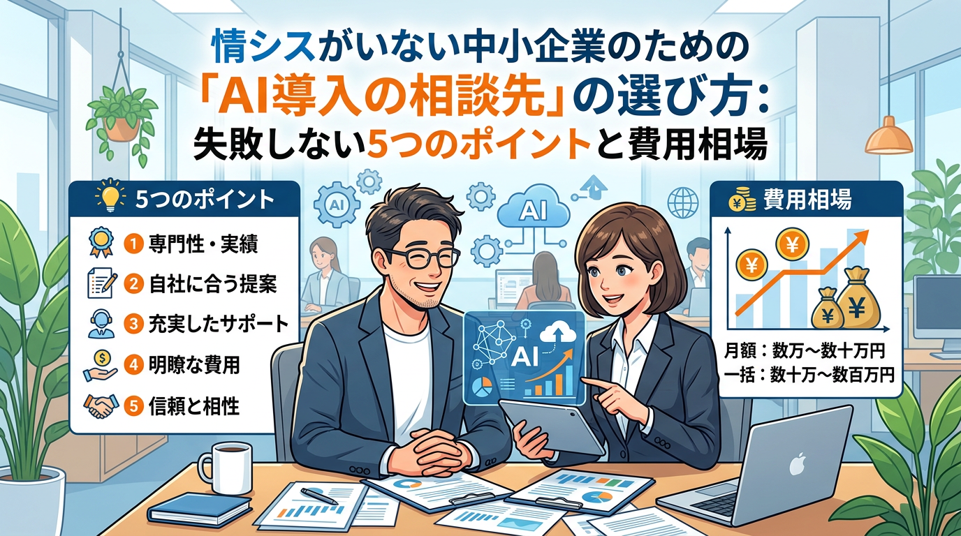 情シスがいない中小企業のための「AI導入の相談先」の選び方：失敗しない5つのポイントと費用相場
