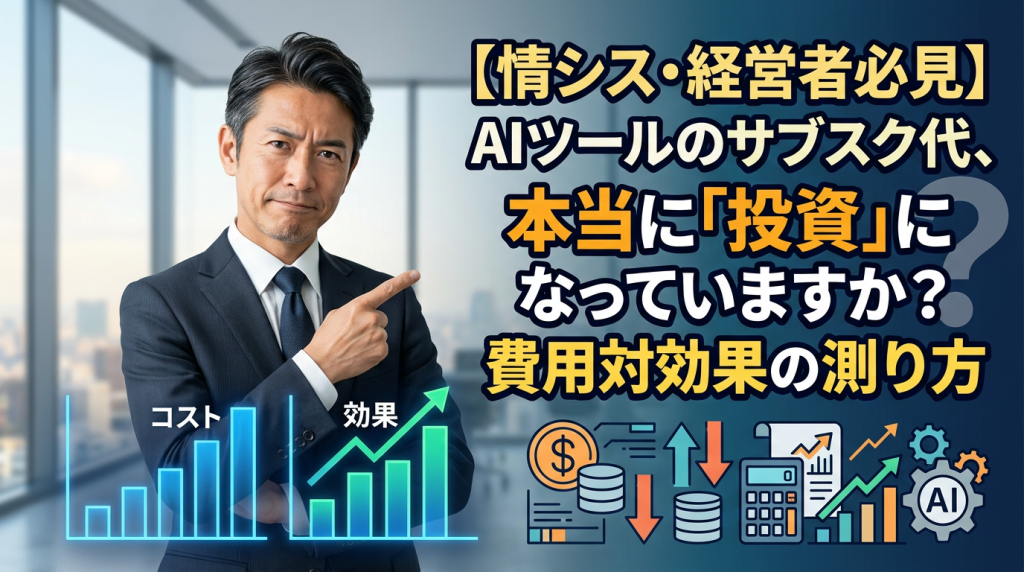 【情シス・経営者必見】AIツールのサブスク代、本当に「投資」になっていますか？費用対効果の測り方
